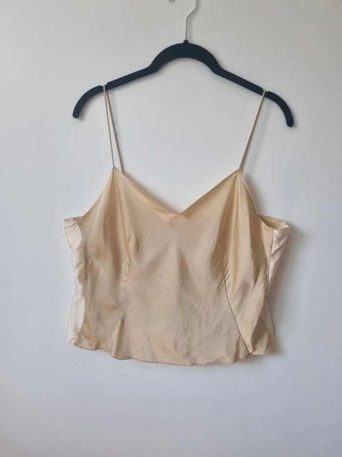 Top 100 % soie doré vintage - photo numéro 14