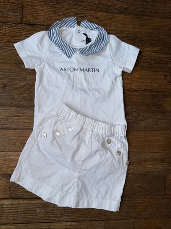 T-shirt Aston Martin et short Cyrillus 3 mois
