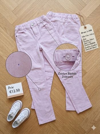 Superbe Pantalon La Halle Lilas Pastel – Détails "Cœur" – Taille 8 ans