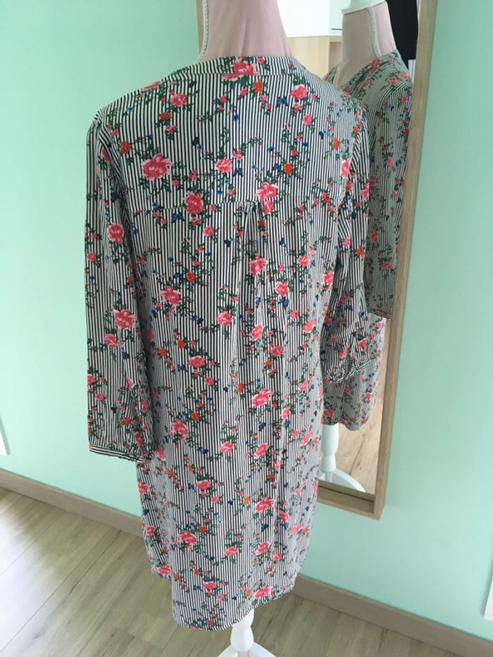 Robe chemise rayée fleurie - photo numéro 6