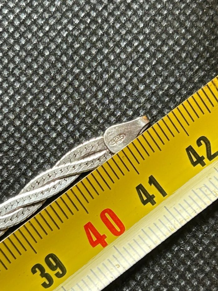 Beau collier plat en argent massif tressé femme TBE - photo numéro 9