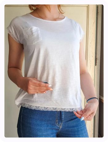 Tshirt blanc doux dentelle Kaporal