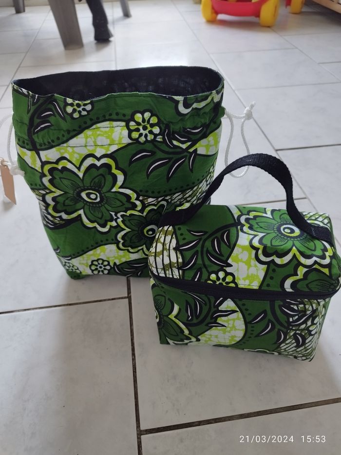 Panier de rangement avec petit sac avec cordon - photo numéro 2