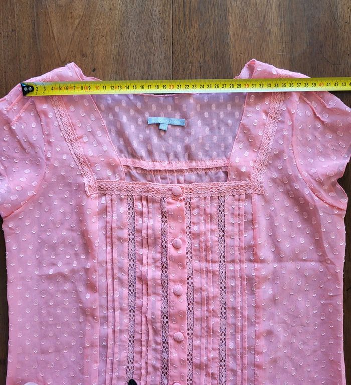 Nuisette manches courtes voile rose corail 3 Suisses Taille 36 - photo numéro 8
