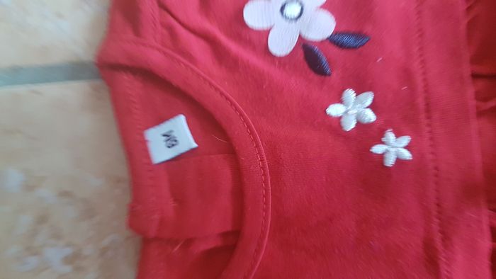 Ensemble robe-legging fille 6 mois rouge et bleu - photo numéro 2