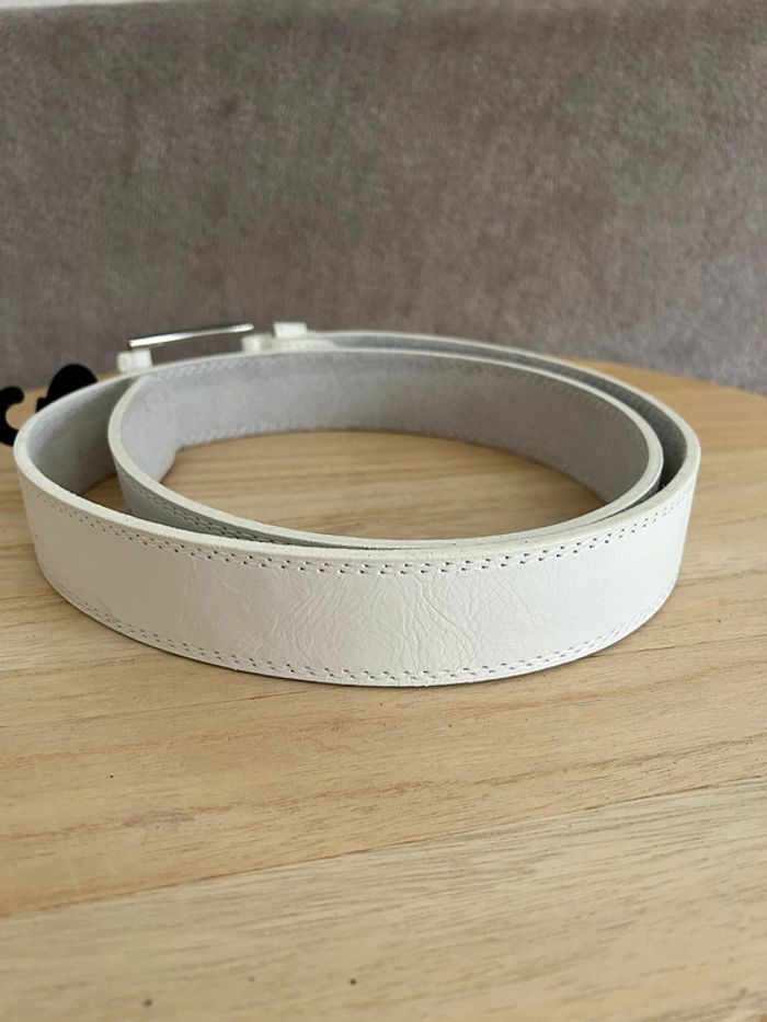 Ceinture en cuir blanc taille 105 cm - photo numéro 3