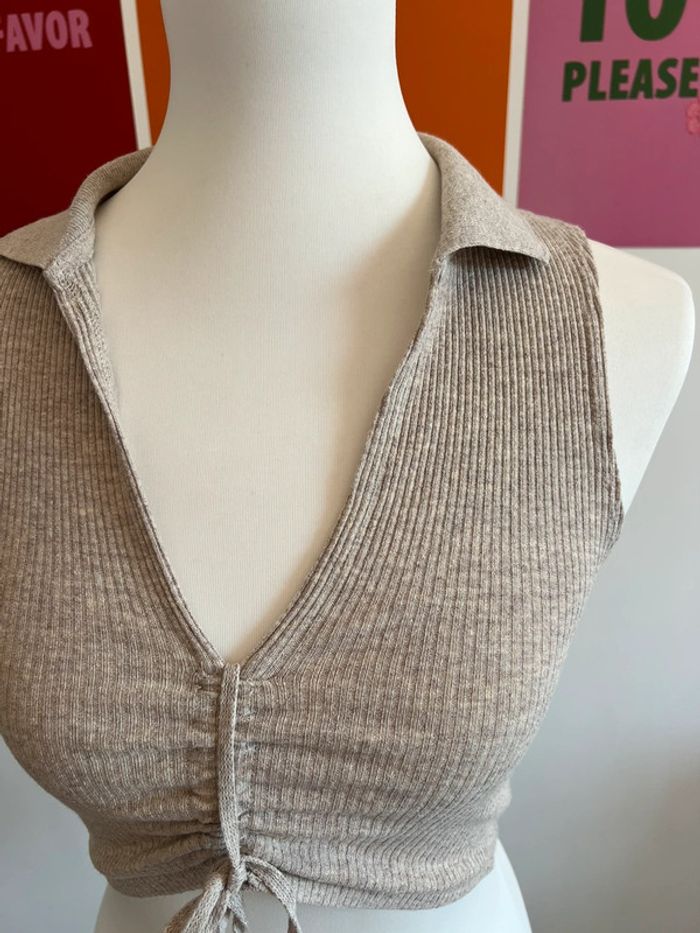 Crop Top à Nouer Greige Zara taille S - photo numéro 2