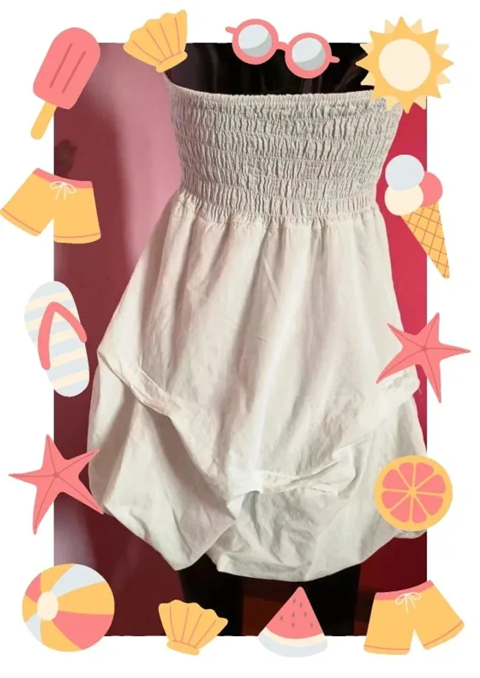 Mini robe bustier boule blanche pour l'été - photo numéro 3