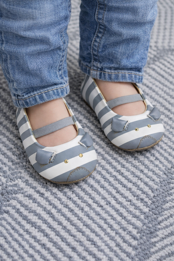Ballerines Little Marc Jacobs cuir - Rayures Gris/Blanc - Taille 18/19