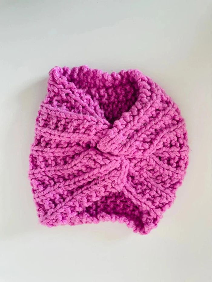 Bandeau bébé fille violet lilas laine