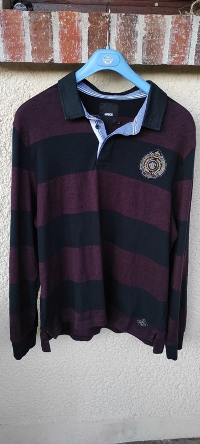 Polo rayé Bordeaux et noir