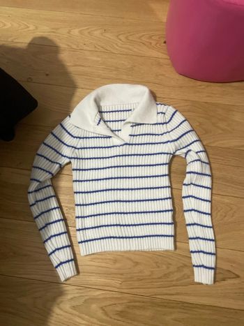 Pull rayures ajusté col V