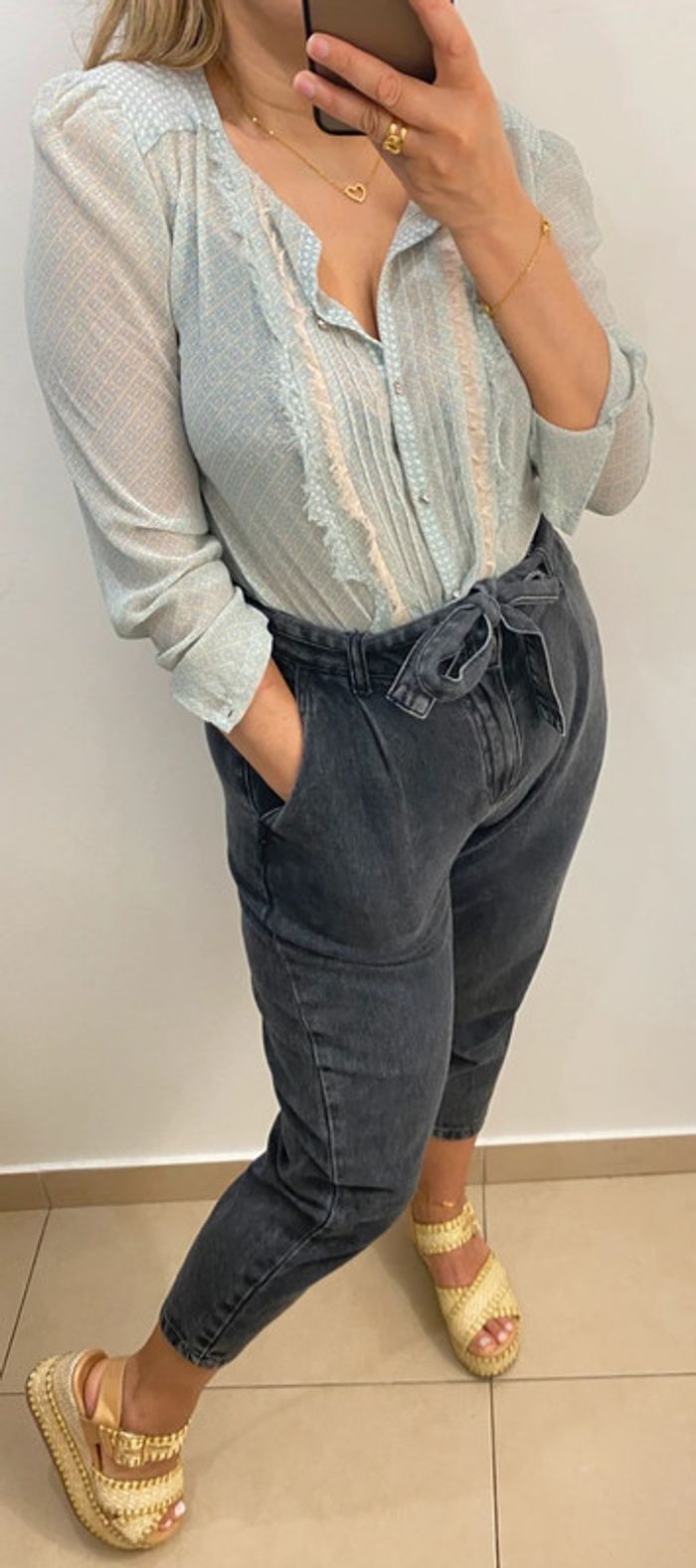 Chemise Imprimée ZARA Transparente Taille M - photo numéro 4