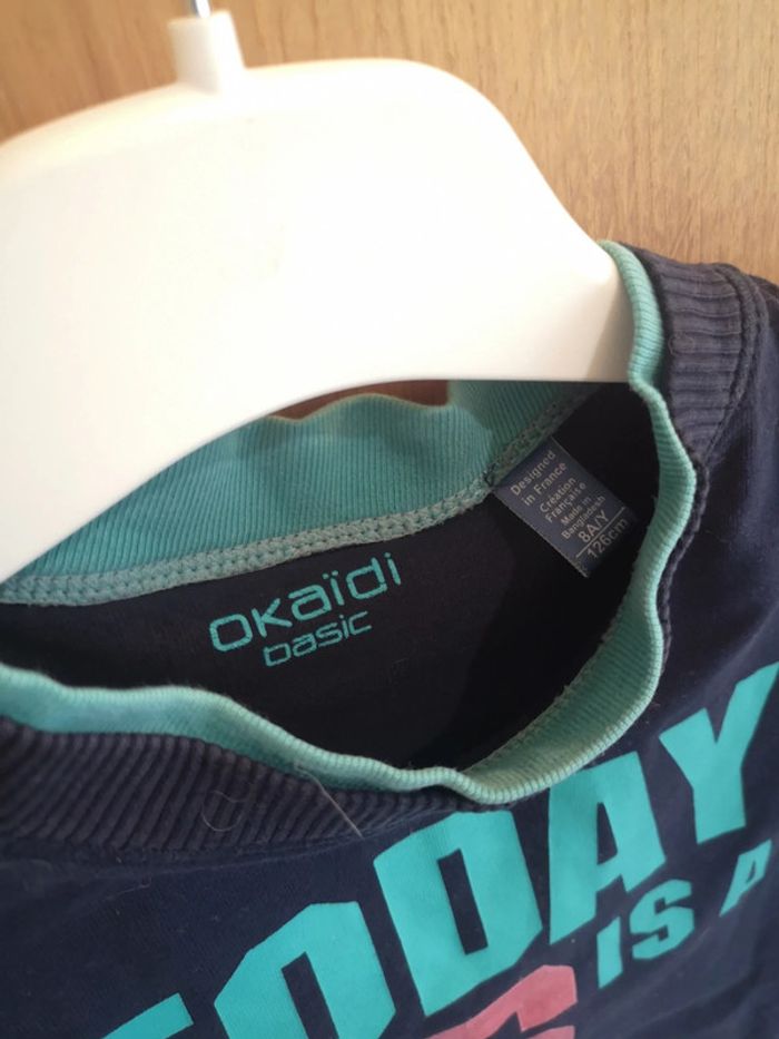 T-shirt épais Okaidi 8 ans en bleu marine et bleu - photo numéro 4