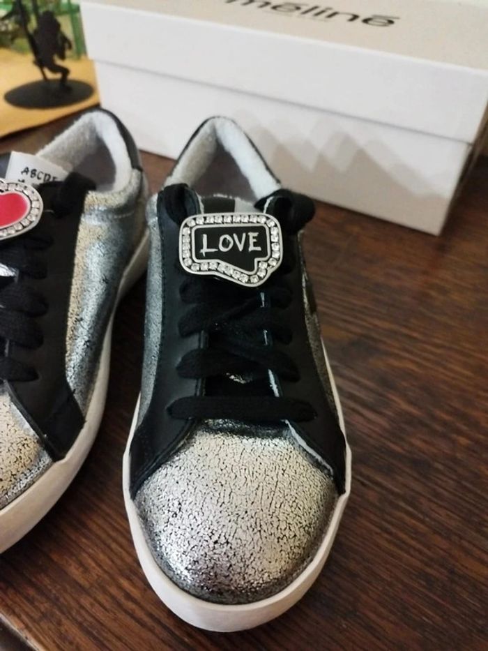 Baskets sneakers argenté cœur Méliné 36 y2k - photo numéro 9