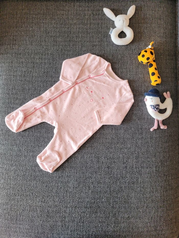 Pyjama fille 1 pièce velours 3 mois - photo numéro 2