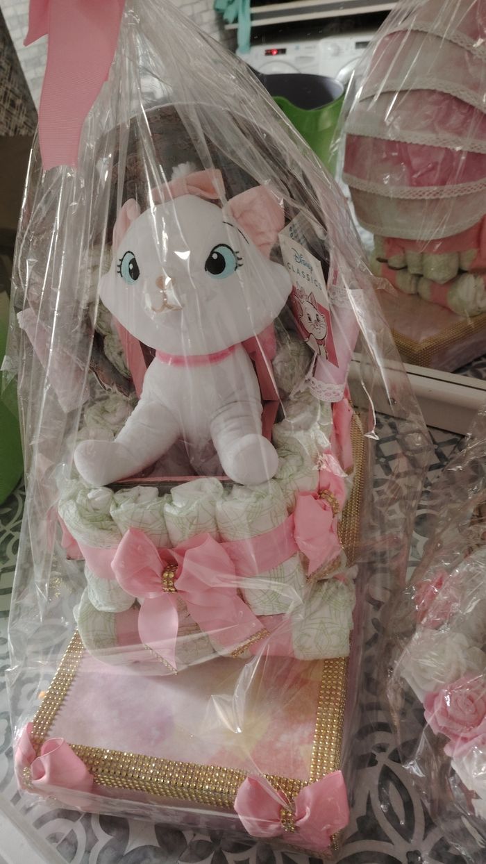 Gâteau couches Aristochats cadeau  naissance fille - photo numéro 2