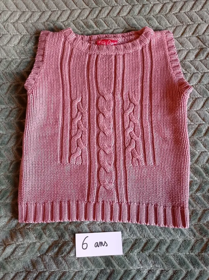 Pull torsadé sans manches 6 ans