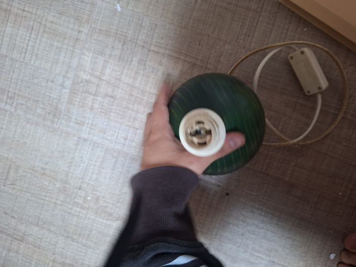 Lampes chevet verte en bois ronde - photo numéro 2