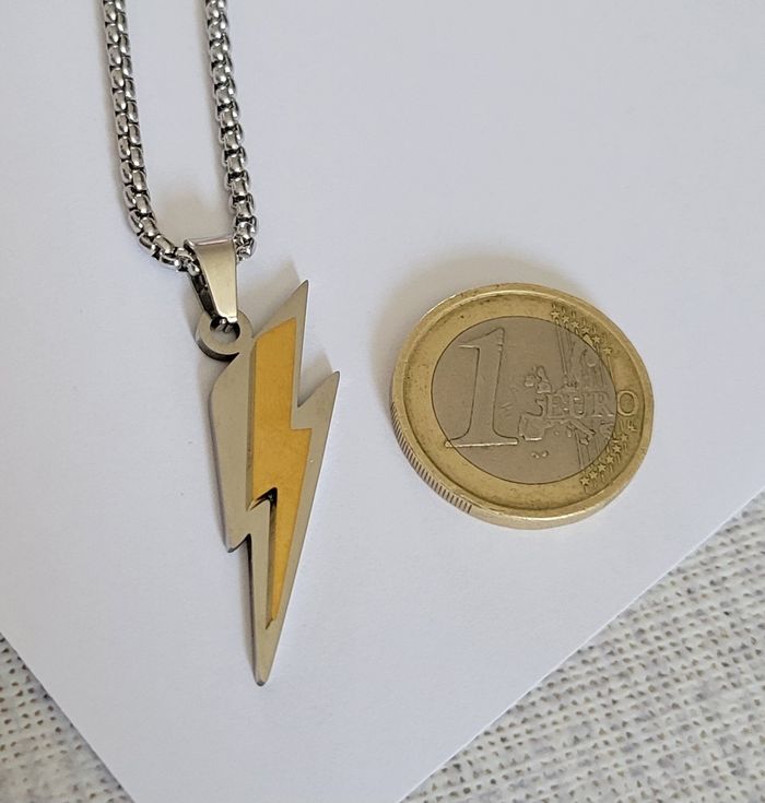 COLLIER HOMME ECLAIR ARGENTE ET DORE ! NEUF ! - photo numéro 3