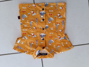 Chemise garçon manches courtes jaune moutarde les petits cœurs à la mer 18 mois