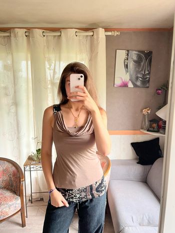 Top débardeur dos nu  halter vintage y2k 2000yer drip siren office a sequins Ibiza