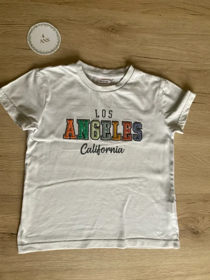 Tee-shirt manche courte blanc Los Angeles garçon 4 ans Tape à l’œil