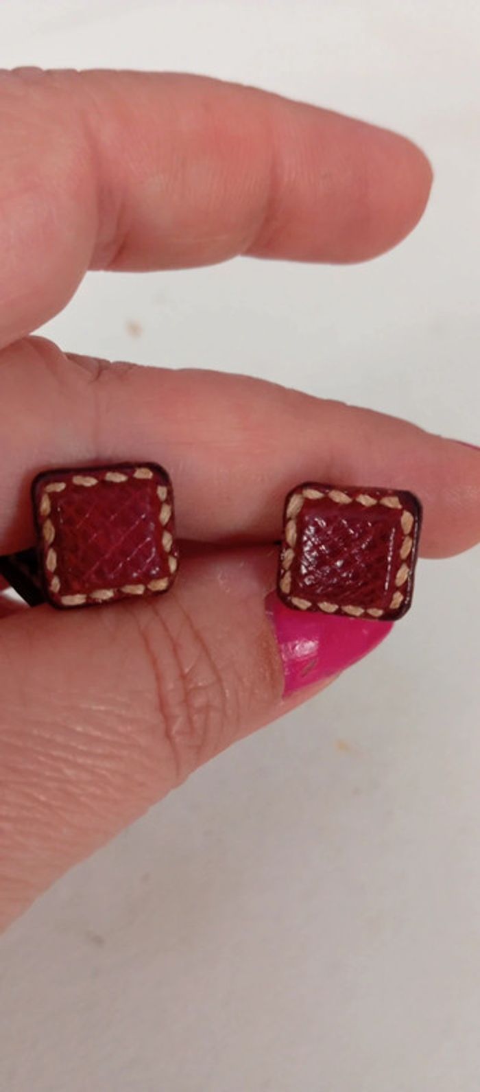 Boutons de manchette vintage en cuir - photo numéro 4