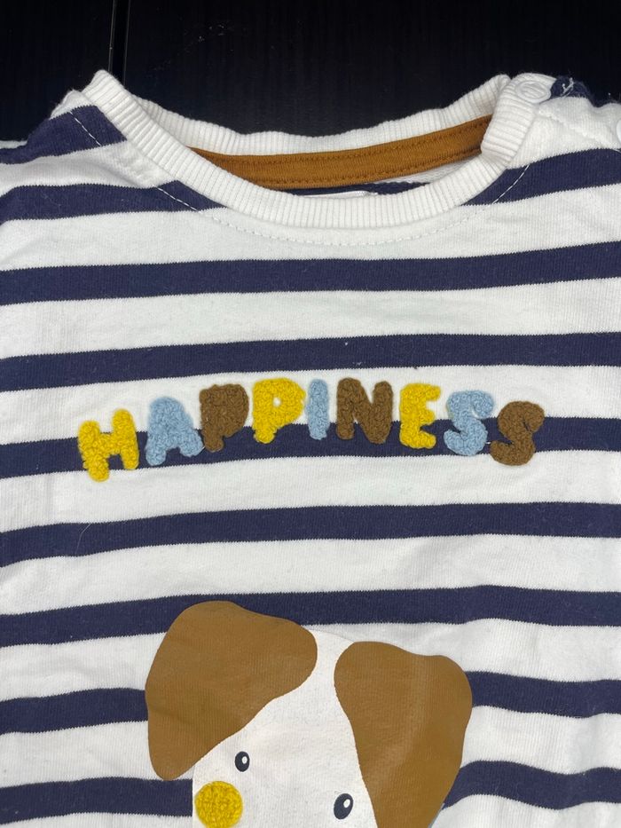 Pull bébé 6 mois rayé “Happiness” – Mes Petits Cailloux - photo numéro 4