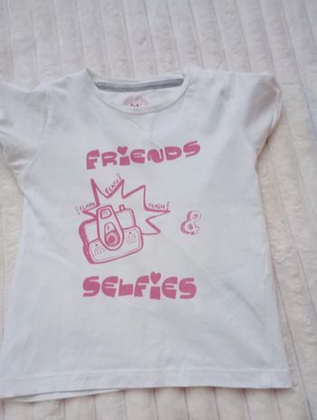 T-shirt 5 6 ans crème et rose