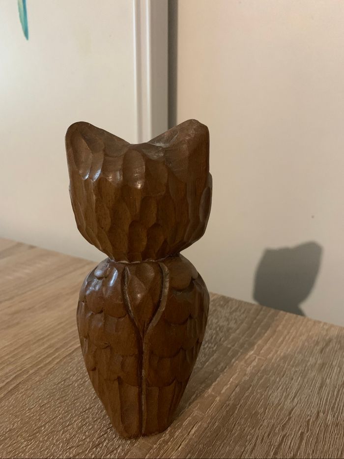 Bibelot chouette en bois sculpté - photo numéro 2