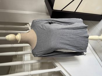 Blouse manches longues La Redoute grise à sequins argentés aux épaules