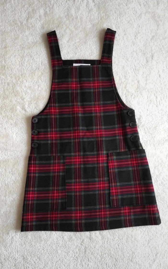 Jolie petite robe style salopette combinaison Mango casual S à carreaux écossaise - photo numéro 5
