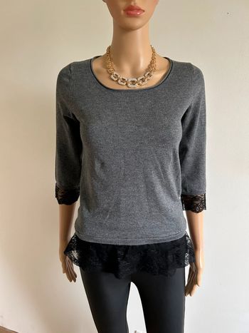 Pull gris et noir avec dentelle Morgan taille S excellent état