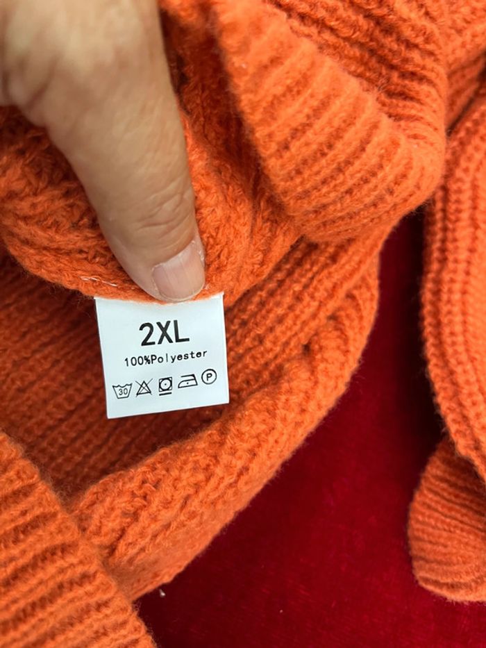 Pull col roulé oversize orange – Taille 2XL ou T 50 / 52 - photo numéro 6