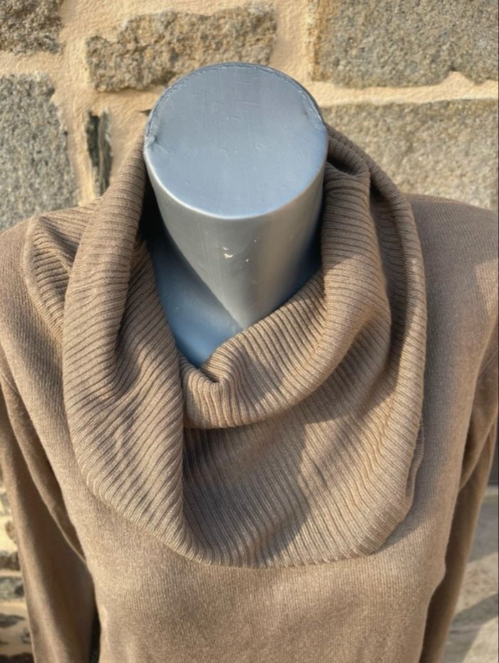 Pull en maille col rouler beige - In Extenso - photo numéro 3
