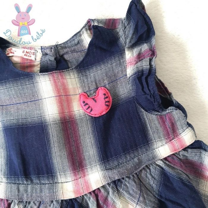 Robe carreaux marine rose blanc bébé fille été 6 Mois DPAM - photo numéro 2