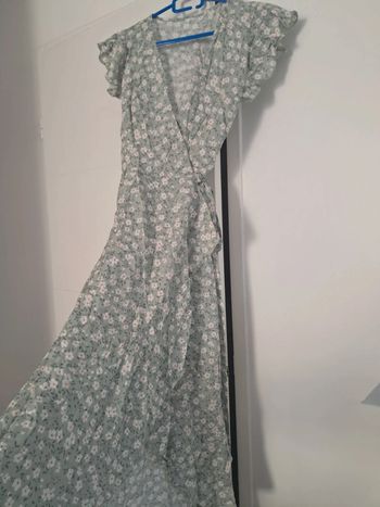 Robe longue verte fleurie