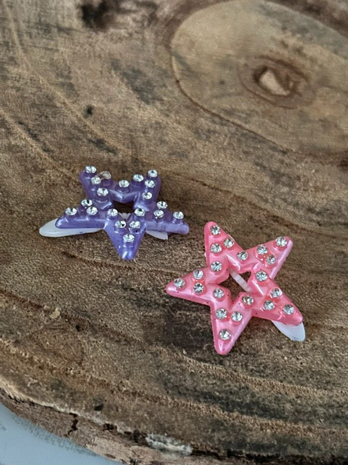 2 barrettes étoile bleue rose enfant