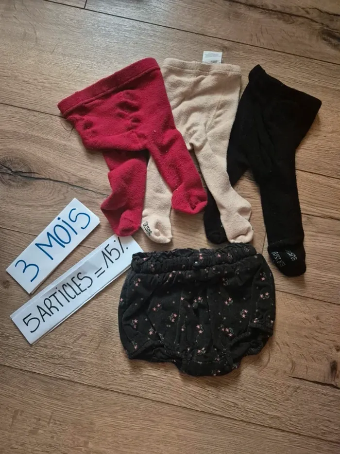 Lot short velours + 3 collants 3 mois / 56-62 cm – Kiabi