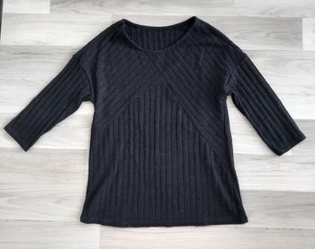 T-shirt femme noir à manches 3/4 taille M