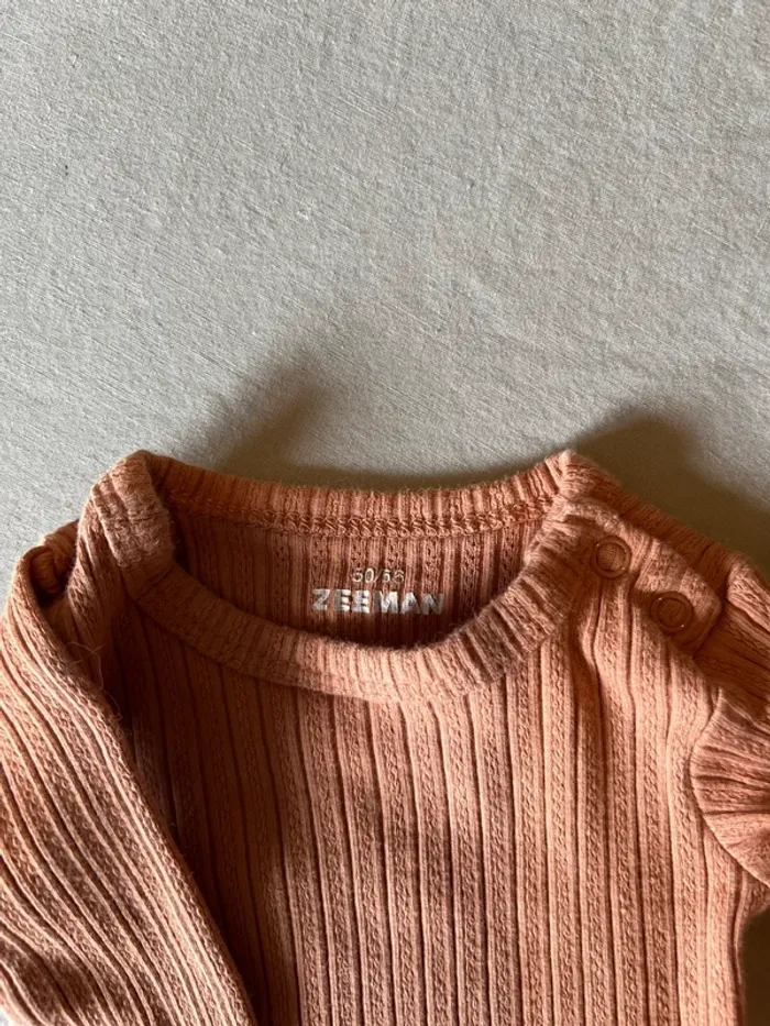 🍂 Lot 2 bodies manches longues 1M – Terre & Rose - photo numéro 2