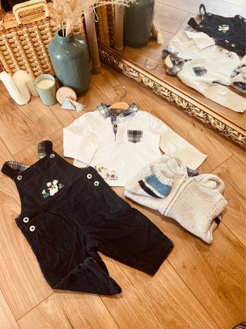 Taille 9 mois ensemble 3 pièces garçon Sergent Major bleu marine et blanc * Dino * 💙