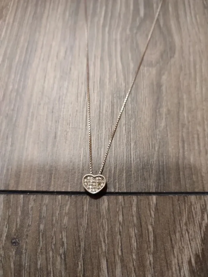 Collier coeur en argent strass
