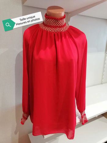 Blouse rouge argentée TU (idéal 38 au 42