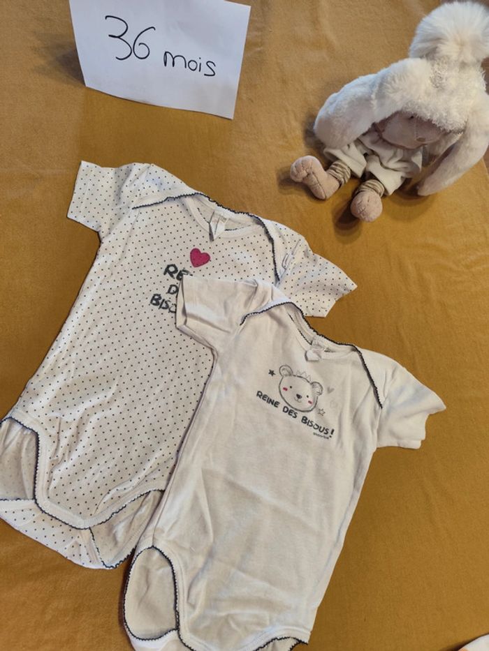 Lot de 2 bodies manches courtes 36 mois