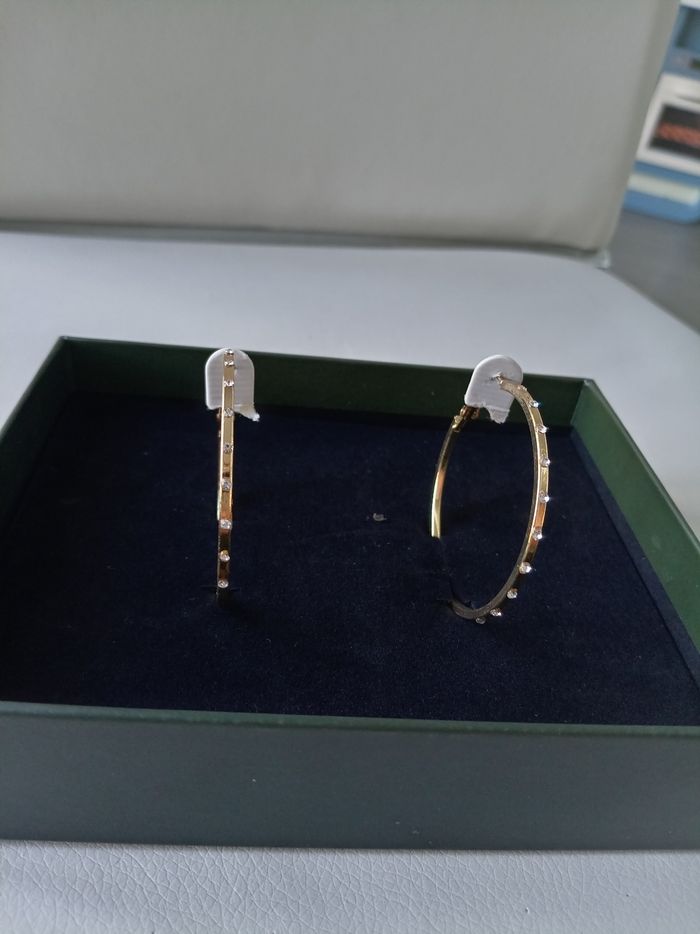 Boucles d'oreilles anneaux doré strass - photo numéro 4