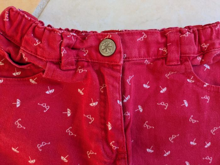 Short avec poches et bouton rouge sergent major 6 ans fille été - photo numéro 2