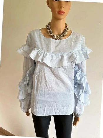 Blouse bleue et blanche à rayures et à manches longues Vila taille L bon état