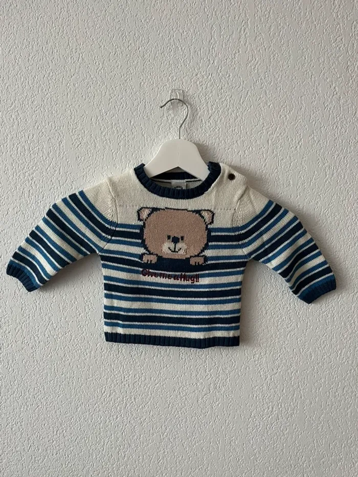 Pull Charanga bébé 9-12 mois rayé ours